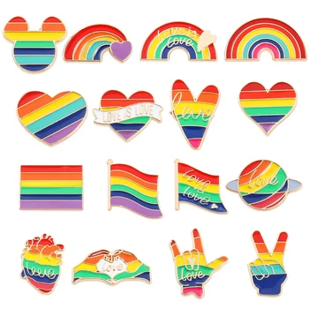 LGBT Vlajka Rainbow Srdce Brošňa Oblečenie Taška Klopě Pin Gay Lesbickej Hrdosti Ikonu Znaku Pokoja a Lásky, Smalt Kolíky Unisex Šperky Darček