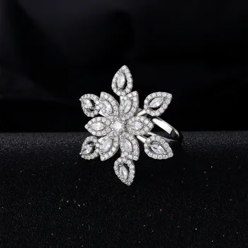 S925 Striebro Snowflake Krúžky Žien Vintage Plný Diamantový Prsteň Žena Lesklé 5A Zirkón koncepcia Luxusné Šperky Dievča Dovolenku