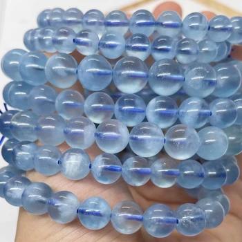 A++ Approx8-9mm prírodné modré oblačno akvamarín náramok korálky pre Šperky diy robiť dizajn