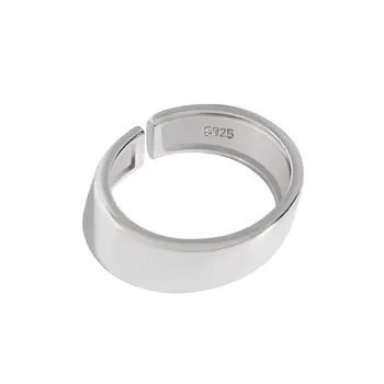 925 Sterling Silver Ring I Osobné Minimalistický Šikmé Širokú Tvár Strieborný Prsteň Žena Spoločné Chvost Krúžok Krúžok