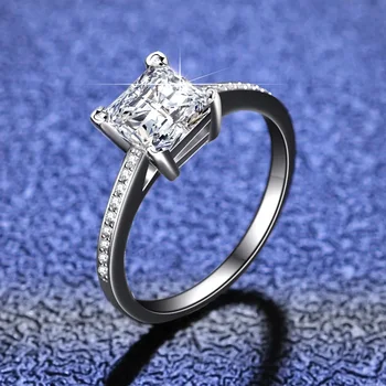 Platinum PT950 Krúžok Žien Nové Módne Princezná Námestie Štyri Pazúry Moissanite Prstene, Šperky pre Ženy 1 Carat D Farba Diamantu