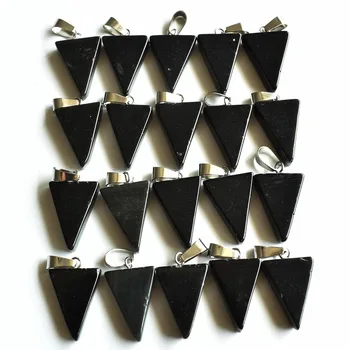 Veľkoobchod 50pcs/veľa módnych kvalitných prírodných black onyx tvaru trojuholníka charms prívesky na náhrdelník, takže doprava zadarmo