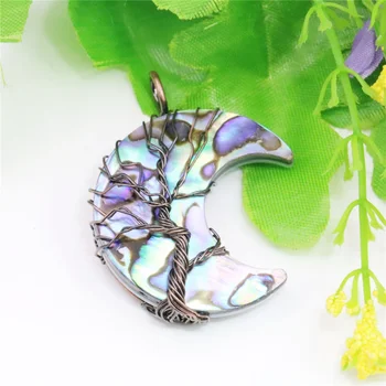 The Crescent Moon a Strom Abalone Mušlí mušľami Prívesok Prírodné Šperky Robiť Dizajn DIY Dekoratívne pre Ženy, Dievčatá