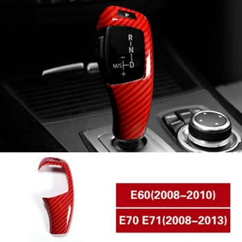 Na BMW X5 X6 E70 E71 na obdobie 2008-2013 Uhlíkových Vlákien Červená Páčke Shift Gombík Kryt Výbava