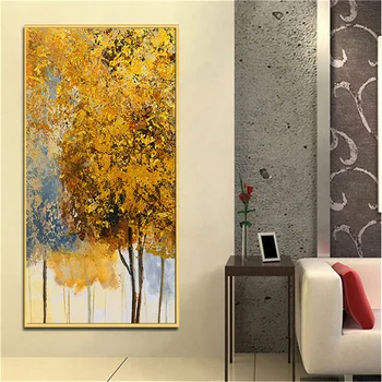 Ručne maľované moderné abstraktné peniaze strom plátno na stenu umenie olejomaľba na plátne domáce dekorácie jedinečný darček umelecké dielo Č Rám