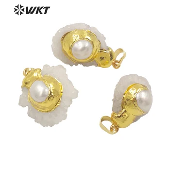 WT-P1750 Elegantné Ušľachtilý Classic Gold elektrolyticky pokrývajú perleť Prívesky, zmiešané s Stalactite Milosť Prívesky pre Ženy & Darček