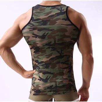 Muži Oka Sleevesless Tank Top Lete Zakrývanie Tlač Transparentné Hombre Muž Tlač Sexy Fitness Tesné Vesta