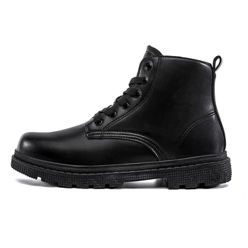 Luxusná Značka British štýl čierne kožené topánky mužov 2023 retro Platforma Veľké prst nové kožené členkové topánky pre Mužov#20211H
