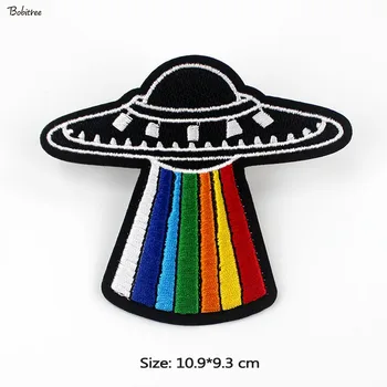 UFO Cudzie Veľkosť 10.9*9.3 cm Železa Patch Odznak Vyšívané Bavlnené Tkaniny Appliques pre Deti handričkou Bunda Džínsy Dekorácie