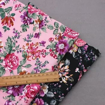 100X148cm Bavlnený Popelín Textílie Šiť Na Oblečenie Tričko Luk Šaty Textílie Jar Leto Vintage Rose Kvetinové Vzory