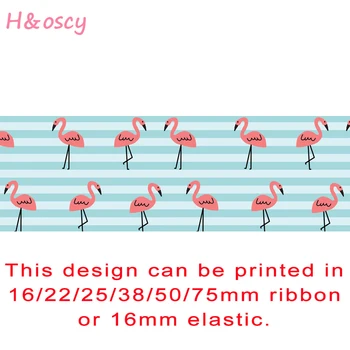 50yards Cartoon Flamingo Vytlačené Grosgrain Páse s nástrojmi Zložené Viac Elastické NEPRIATEĽ pre DIY Hairbows Dovolenku Darčekové Dekorácie Balenie