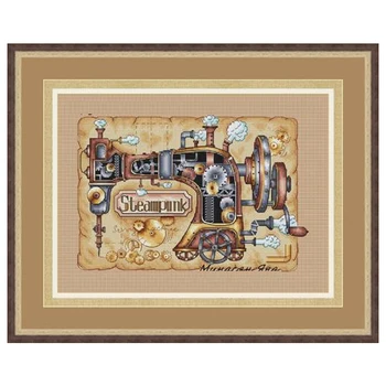 Amishop Najvyššej Kvality Krásne Krásne Počíta Cross Stitch Auta Vintage Šijací Stroj Steampunk Priemyselného Veku Y0158-2