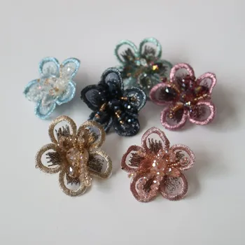 6pc/set 3D Kvet korálkové opráv oblečenie Šiť na patch appliques dekoratívne parches bordados para ropa Výšivky nášivka