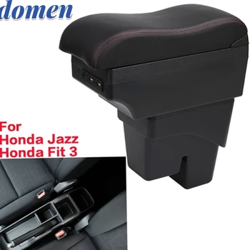 Pre Honda Jazz Opierkou Box Pre Honda Fit Jazz 3 Auto, lakťová opierka 2014 2015 2016 2017 2018 2019 2020 Opierke Úložný box Auto Diely
