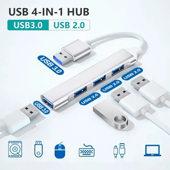 USB Typu C Hub 4 V 1 s rozhraním USB 3.0 Multi Porty Rozbočovač OTG HUB Adaptér Pre iPhone Samsung Xiao Macbook Telefón, Notebook Príslušenstvo