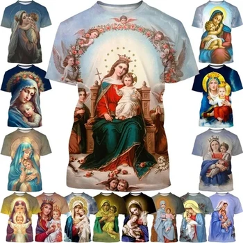 Najnovšie Letné Náboženskej Viery Panny Márie 3D Vytlačené T-shirt Muži Ženy Ležérne Módne Krátky Rukáv Tees Tričko Cool Topy