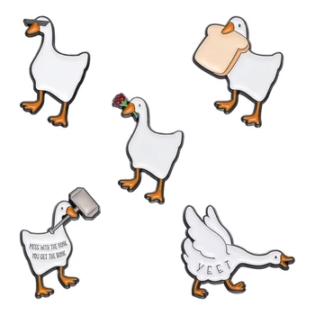 Cartoon Hus Brošňa Smalt Pin Zvierat Kačica Rose Chlieb v Jeho Úst Veľkoobchod Odznak Klope Priateľmi Batoh Ženy Muži Šperky