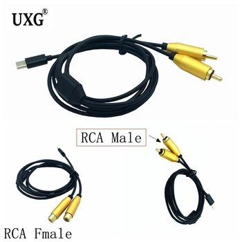 USB Typu C Mužov Dual RCA Žena/Muž Stereo Audio Y Splitter Adaptér Pozlátené RCA Konektory USB 3.1 2*RCA 0.8 m kábel