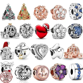 Najpredávanejšie 925 sterling silver klasické Vianočné série korálky snowflake zirkón korálky fit pôvodné Pandora náramok DIY šperky