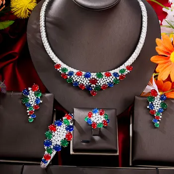 GODKI 4PCS Luxusné WATERDROP Veľký Vyhlásenie Šperky set Pre Ženy, Svadobné Kubický Zirkón CZ Afriky Dubaj Svadobné Šperky