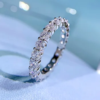 Nový S925 striebro riadok diamantový prsteň pre ženy v Európe a Amerike, módne 3 mm plný diamantový prsteň ako darček a jeden