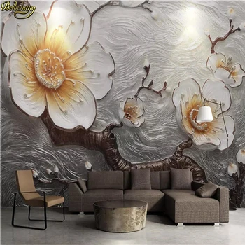 beibehang Vlastnú tapetu nástenná maľba 3D živice plastický obyčajný slivkové kvety zblízka steny v obývacej izbe papiere domova abstraktných de porovnanie