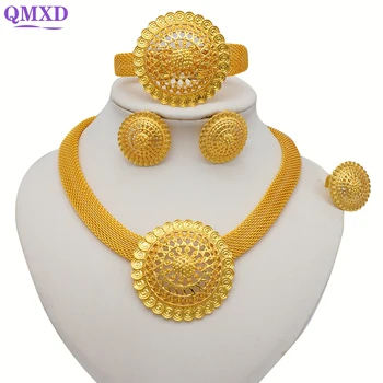 Móda Zlatá Farba Etiópskej Šperky Set Svadobné Dubaj Šperky Set Svadobné Arabčina Afriky Náhrdelníky Sady