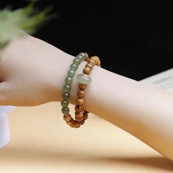 Prírodné Hotan Jade 8mm Žena Korálky Handstrings Šperky Dvojvrstvové Budhistický Náramok Príslušenstvo Darčeky Podporu Veľkoobchod