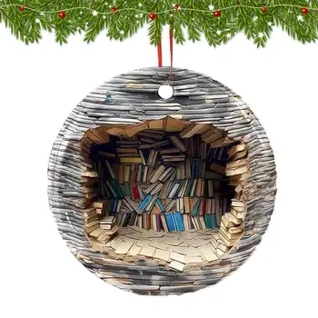 Kniha Vianočné Ozdoby 3D Regálové Prívesok Vianočné Ozdoby Domova Vianočný Strom Decor Čítania Knihy Ornament Keramické