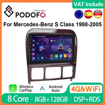 Podofo Android CarPlay autorádia Pre Mercedes Benz Triedy S W220 S280 S320 S350 S400 S430 S500 S600 AMG1998-2005 Multimediálna Jednotka