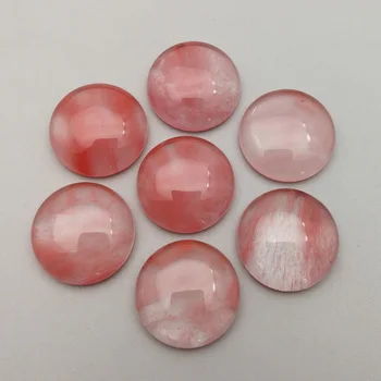 Veľkoobchod Módne cherry quartz stone korálky charms 16 18 20 mm červená kolo kabíny cabochon kameň korálky 24pcs pre šperky doprava zadarmo