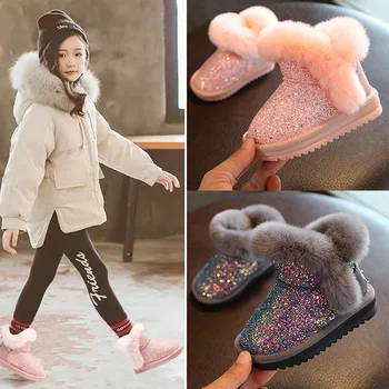 2023 nové zimné bavlna, topánky plyšové krátke hrubé topánky nepremokavé princezná topánky Dievčatá snehu topánky, detské topánky