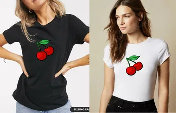 Dámy CHERRY ČEREŠNE Krátky Rukáv T-Shirt Lete Bežné Ovocie ROZTOMILÝ Módne