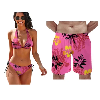 Krásne dámske Plavky Dvoch-Dielny Set pánskych Športových Beach Šortky Polynézskej Vlastné Havajské Ostrovy Pár Plavky, Módne Nastaviť