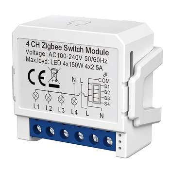 Tuya Smart Pre Zigbee Switch Modul 2 Spôsob Kontroly 1/2/3/4 Gang Č Neutrálny Vodič Vyžaduje Smart Home DIY Svetlo Istič