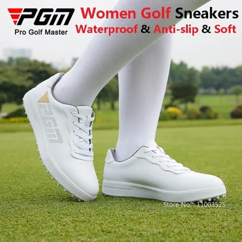 PGM Ženy Mikrovlákna Nepremokavé Golfové Topánky Dámy Anti-slip Spike Tenisky Ženy Krajky-up Malé Biele Topánky Bežné Golf Obuv