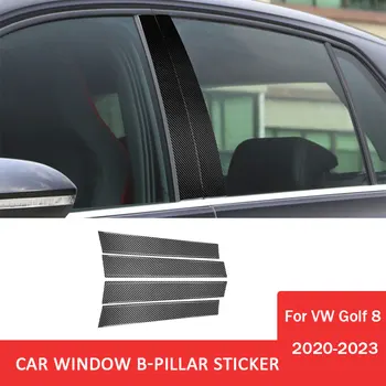 4pcs Auto Okno B-Stĺpik Výbava Nálepka pre Volkswagen VW Golf 8 MK8 2020-2023 Uhlíkových Vlákien Kryt Auto Interiérové Doplnky