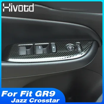Auto Okno Výťah Prepnúť Tlačidlá Panel Kryt Nálepky Styling Interiér Dekorácie Doplnky Pre Honda Fit GR9 Jazz Crosstar 2021