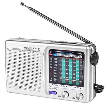 AM/FM/SW Prenosné Rádio Prevádzkované na Vnútorné, Vonkajšie a Núdzové Použitie, Rádio s Reproduktora & Jack pre Slúchadlá,Striebro