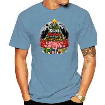 T-Shirt-Black Slávnostné Vianočné Smrek Strom Darček Tričko-pánske nemeckého Ovčiaka Alsatian
