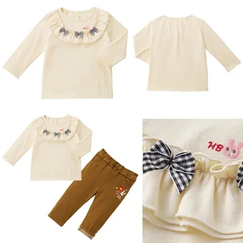 Tričko Pre Deti Chlapec 1-6 Rokov, detské Oblečenie na Jeseň Dievčatá Dlhým Rukávom Bunny Luk Klesnutie Tričko Nosiť Jeden Kus
