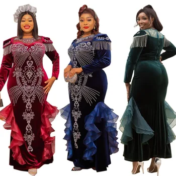 Námornícka Modrá Maxi Šaty Afrike Oblečenie Afriky Šaty Pre Ženy Moslimských Dlhé Šaty Kvalitnú Módu Afriky Šaty Pre Lady