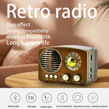Bluetooth Pitnej Retro Rádio Bezdrôtové HIFI Reproduktor Stereo Headset FM AM SW USB, AUX TF Kartu, MP3 Multimediálne Klasický Prijímač