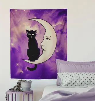 La Luna Mačka Karty Mesiac Gobelín