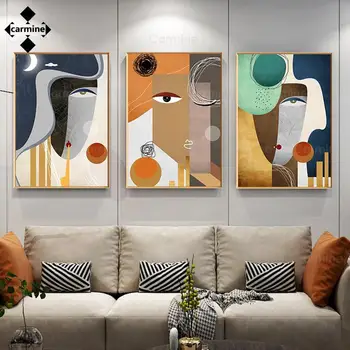 Geometrické Plátno na Maľovanie Moderné Abstraktné Obrázok Súčasného Umenia Plagátu Tlač Tváre Wall Art Obrázok pre Obývacia Izba Domova