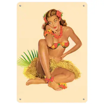 Nový Vintage Retro Kovov Cín Prihlásiť Havajské Pin Up Girl Aloha Krásy Dievča Vonkajšie Street & Home Bar Club Kuchyňa Reštaurácia Wa-Splnené