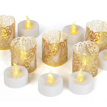 12PCS Valentína Návrh Spoveď Scény, Dekorácie Duté Papier Sada sviečok LED Vianočné Svadobné Sviečky Svetlá