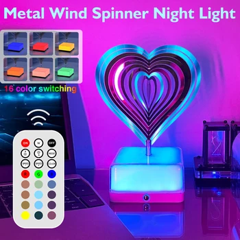 3D Vietor Spinner Nočné Svetlo Tvorivé RGB LED Stereo Rotujúce Atmosféru Lampa Spálňa Decor Vianoce, Narodeniny valentínsky Darček