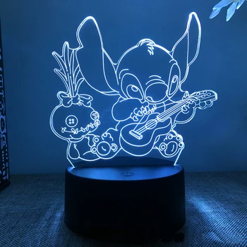 Anime Kawaii Steh Lilo a Stitch 3D Ilúziu Spálne Dekorácie Stolná Lampa Akryl Spánku, Nočné Svetlo Narodeniny Vianočný Darček