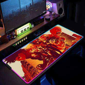 Manga Jeden Úder Muž, Podložku pod Myš, RGB HD Tlač Farebné Svetelné LED Osvetlenie Anime Gamer Mousepad Veľký Stôl Mat S Podsvietený XXL